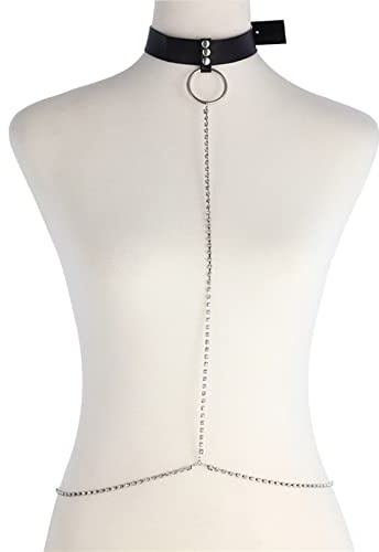 FAMoUsGoods Bijoux Fantaisie Chaîne corporelle avec Strass Brillant épée de la Ceinture de Cuir Harnais de Cuir Femme Taille Bijoux Punk Accessoires Cadeaux pour Femmes