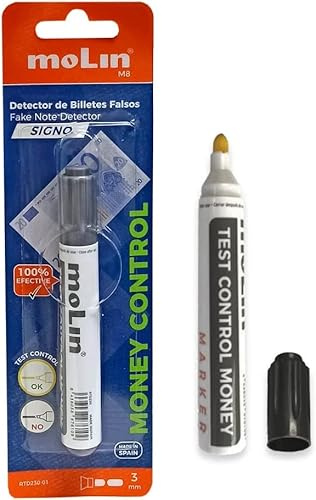 Rotuladores Rotulador Bolígrafo Detector Billetes Falsos boli apto para todos los billetes de Euros, Dólar, Libras. Fabricado en España (1)