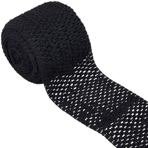 GORGECRAFT 5.5 Yards 5 Inch Breites Elastisches Band Schwarzes Stretch-Polyester-Stoffband Häkel-Stirnband Für Zuhause Heimwerken Nähen Basteln Kleidungsstück Schleife Stretch Stricken Haarschmuck