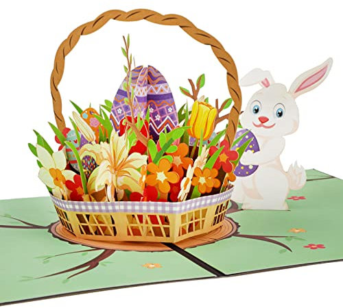 HOWAF Osterkarten Pop Up Karte Ostern, 3D Osterkarte Frohe Ostern Karte Osterhase Ostereier Oster Karten Osterpostkarten Karten Ostern Osterkarten mit Umschlag Geldgeschenk Ostern für Familie Freunde