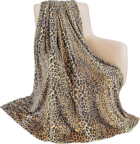 Kuscheldeckem Gelber Leoparden-Print Warme Kuscheldecken Weich Gemütlich Sanft Flanell Fleecedecke Tagesdecke Sofadecke Bett Sofa überwurfdecke Personalisierte Geschenke, Große Decke 220x240 cm