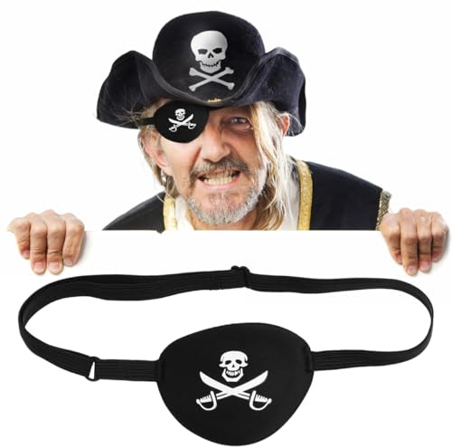 Healvian Piraten Augenklappe Erwachsene Schädel Crossbone Augenmaske Halloween Kostüm Zubehör Faule Augenklappe Mit Weichem Eva Und Elastischem Band