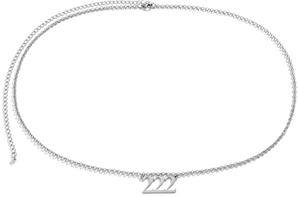 Stfery Kettengürtel Silber für Kleid, Körperkette Rave Taillenkette Anhänger Nummer 222 Bauchkette 93cm Legierung Frauen