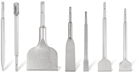 Set di 7 scalpelli SDS Plus, 2 scalpelli per piastrelle, 2 scalpelli larghi, 2 scalpelli piatti, scalpelli appuntiti e scalpelli a U, scalpello SDS di alta qualità per piastrelle, cemento, pietra,