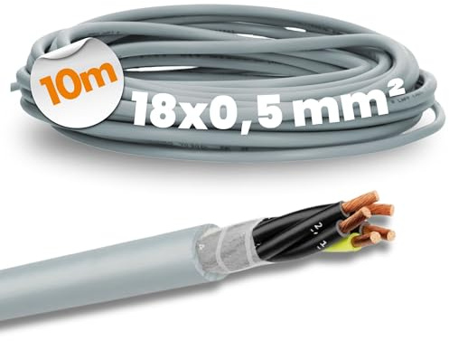 10 Meter Lapp 0026106 ÖLFLEX CLASSIC FD 810 Steuerleitung 18x0,5 mm² grau mit grün-gelbem Schutzleiter I hochflexible Schleppkettenleitung PVC-Kabel für Schleppkette 18G0,5 I Steuerkabel 18 adrig