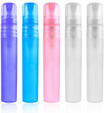 Cobee Tragbare Mini Sprühflaschen, 5ml Nachfüllbare Parfümflaschen Reisegröße Kleine Probe Leere Flaschenbehälter Reiseausflüge Sprühboxen Spender für Parfüm Make up Entferner 5 Packungen