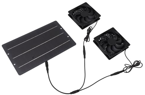 Zerodis 10W Solar Panel Fan Kit, Pool Heater Solar Panels, Kit Weatherproof Solar Powered Dual Exhaust Fan Wall Mounted for Chicken Coops Greenhouses Sheds Dual Exhaust Fan Wall Mounted