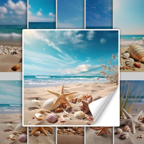 GRAZDesign Fliesenaufkleber Bad & Küche Maritim Strand und Muscheln Klebefliesen selbstklebend - 10x10cm / 10 Stück