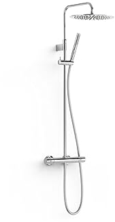 Tres Over Wall Thermostat Duscharmatur schwarz matt mit Aufputz Regenbrause 30cm, höhenverstellbar und Staab Handbrause 19039302