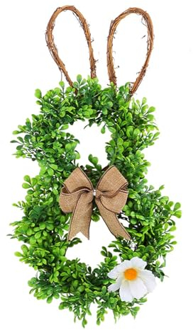 KieTeiiK Osterkranz Türdekoration Weißer Blumenkranz Für Haustürdekoration Künstlicher Blumenkranz Osterdekoration Osterhasen Türschild