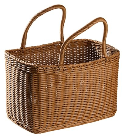 Frutero Cesta de frutas de mimbre con asa, cesta de sauce tejida for huevos, cesta de dulces, cesta de comestibles, cesta de flores, cesta de regalo, bolsa de compras for almacenamiento en el hogar al