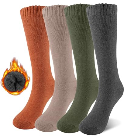 SIMIYA Welly Socks Thermal Wellington Socks for Women Thick Long Boot Socks | Knee High Socks Warm Merino Wool Sock Winter Stockings for Girls and Ladies Cozy Durable Stretchy