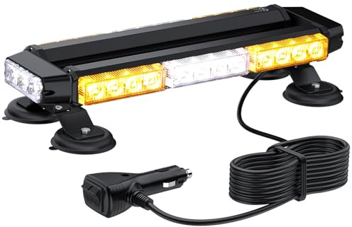 Justech 30LED Luz Estroboscópica Coche,30W Barra Luz de Emergencia,7 Modo Flash,IP65 Impermeable,Base Magnética,12 V/24 V Luz de advertencia Ámbar con 5M Cable para Coche Camión Remolque