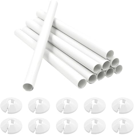 10 PCS Radiator Pipe Covers and Pipe Collars White 200mm x 15mm Thickened Radiator Sleeves 15mm Plastic Snap On Radiator Caps