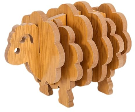 Dessous de verre en bois – Dessous de plat en forme d'animal | Dessous de plat en bois massif | Jolis sets de table en bois | Dessous de plat pour plats chauds | Dessous de plat empilable moderne