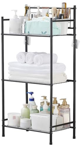 LIUBEI Toallero, Toallero de Pie, Toallero para Baño, 3 Niveles, Ahorra Espacio, Mensole Portasciugamani da Bagno para baño, Aseo, Negro
