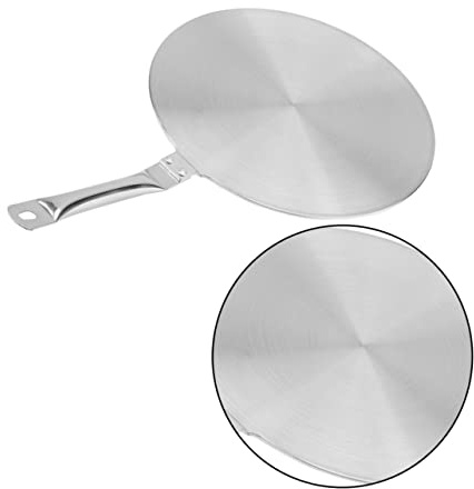 COLLBATH Disco Convertidor de Calor de Acero Inoxidable para Cocina de Inducción, Placa Guía Térmica Segura Mango Compatible Cocina a Gas y Sartén de Hierro, Color Plata
