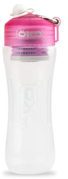 Gourde filtrante ÖKO rose 650 ml pour rendre saine l'eau non potable et ôter virus, pesticides, bactéries, protozoaires, chlore, herbicides, PFAS, plomb, fluor, micro plastiques…