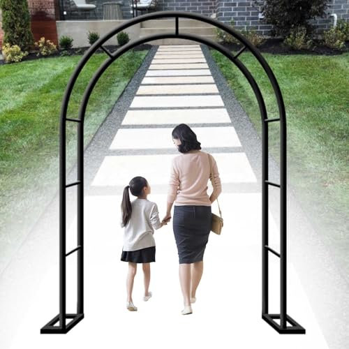 Arceau À Rosiers en Métal Tonnelle De Jardin Fer Forgé Mariage Arche avec Base pour Plantes Grimpantes Intérieur/extérieur Tube Diamètre 19mm(W280 x H220cm)