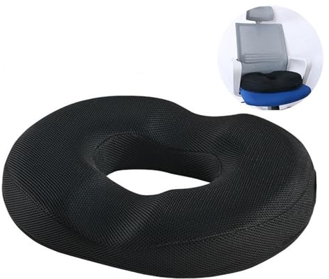 NEXROLA cojín antiescaras, cojín de Espuma viscoelástica para la coxis con Base Antideslizante y Funda Lavable – Alivia Las hemorroides, el Dolor de Espalda y la ciática.40 x 34 x 6 cm