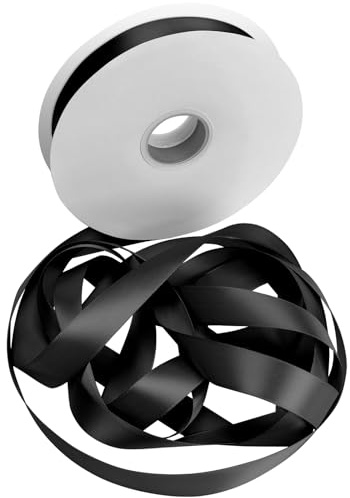 Satinband Bänder Schwarz, Dooozy 25cm 91m Geschenkband Schleifenband für Geschenkverpackung, Kunsthandwerk, Haarschleifen, Blumenstrauß, Dekoration