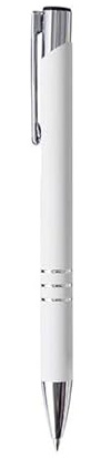 GIOTTO 50 Penne Personalizzate con Scritta e Logo - Penna in Metallo con Incisione Laser, Idea Personalizzabile Ufficio, Inaugurazioni, Fiere, Gadget Promozionali (50 Penne Bianco)
