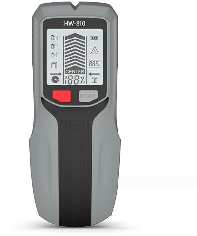 6 in 1 Leitungssucher Ortungsgerät, Digitaler Leitungssucher, Wandscanner mit HD-LCD-Display und Audioalarm zur Erkennung von Holz, Metall und Wechselstromkabeln (dunkelgrau)