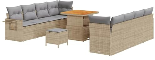 vidaXL Trädgårdsoffset med kudde 11 pcs Beige Poly rattan, Trädgård och Terrass, Modern Uteplats, Hållbar Rattansoffa, Flexibla Moduler, Väderbeständiga Möbler