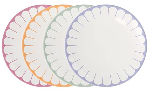 Villeroy & Boch - Fleur Couleur Speiseteller-Set 4-teilig, 27 cm, Porzellanteller für Hauptgerichte, Große Teller, Stapelbare Essteller, Spülmaschinenfest & Mikrowellensicher, Premium Porzellan