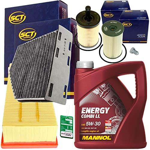 Inspektionspaket+5W30 Motoröl | Sb 2117+SAK166+SH4771P+SC7047P+5L Combi LL für 1.9+2.0 Tdi 1T1 2 Passat 3C Caddy 3