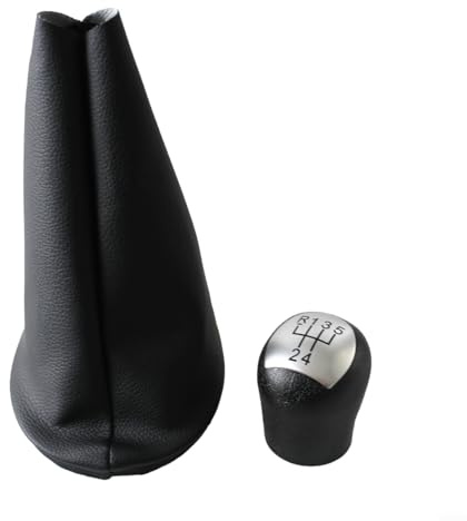 URPIZY Pomo de palanca de cambios de 5 marchas con funda de palanca de cambios, juego de montaje básico para Renault para Clio 2 1998-2005 cuero plástico (C)