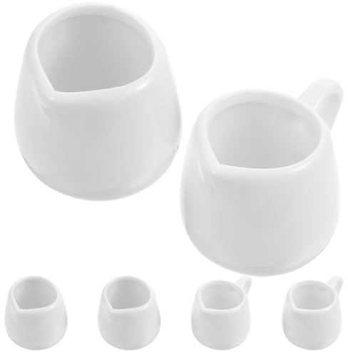 Hemobllo Tazze Per Montare La Panna e Portasalse in Ceramica, Brocche Per Latte Da 6 Pezzi, Set Per Uso Domestico e Ristoranti, Contenitori Per Latte Per Tè Pomeridiano