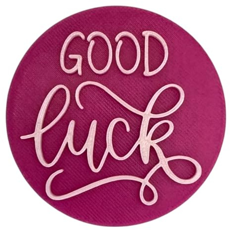'Good Luck' Embosser Stamp for Icing Fondant Cupcake Cake Decoration Frosting Sugar Paste Cookie Baking 6 cm Diameter