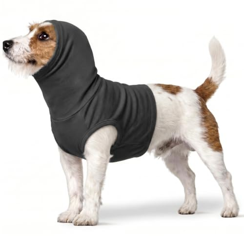 PUMYPOREITY Op Body Hund Hals, Ohren Op Anzug Hund Kapuzenpullover Head Cover Schulter Bandage Loop Schal, Halswunde Abdecken(Grau, S)