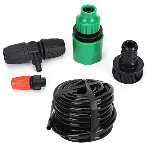 Tihebeyan Système D'Irrigation Goutte À Goutte, 10m Kit D'arrosage Automatique avec Buse, pour Serre Plante Fleur Irrigation, Balcon De Refroidissement