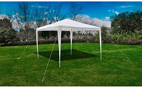 Pavillon de Jardin, Toit Pyramidal 3x3 m en Polyéthylène, Structure Acier Peint, Abri de Jardin avec Tonnelle Pliante, pour Terrasse, Événements Extérieurs, Blanc, 3 x 3 x 2.5 m