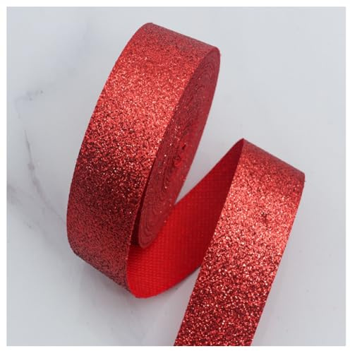 Hrlace 2 Rollen 20 Yards Geschenkband Weihnachten Schleifenband Glitzerband Breit Geschenkbänder Dekoband Glitzer Band für Weihnachten Hochzeit Geburtstag Geschenk Verpackung Dekorative Rot 2cm