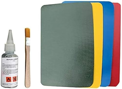 Wenxishangmao 6-teiliges PVC-Patch-Kleber-Set für aufblasbare Boote, wasserdichter PVC-Kleber und Flicken, für Pools, Luftbetten, Boote, Kajaks