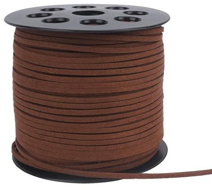 Cinturino in Pelle Marrone Cordoncino in Pelle Scamosciata Cordino Cuoio | Morbida Pelle Scamosciata | 90m x 2,6mm | Stile Retrò Marrone | Filo Resistente per Creare Braccialetti e Gioielli Fai da Te