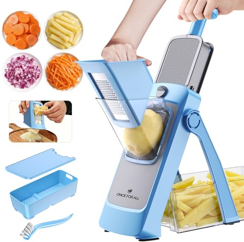 ONCE FOR ALL Mandolina Rebanadora de verduras Espesor ajustable | Patatas Cebolla Chopper Kitchen Chopping Artifact Multifuncional Cutte
