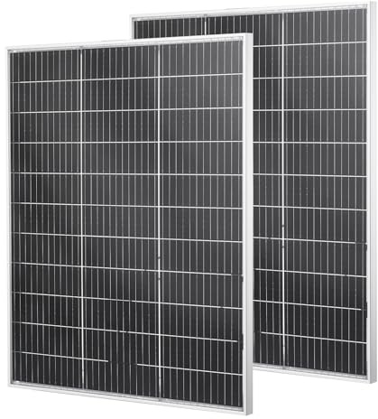 VEVOR Panel Solar 100W 2 Piezas, Módulo Solar Monocristalino Bifacial, Eficiencia 23%, Marco de Aluminio y Salida MC4, Protección IP67, para Autocaravanas Barcos Terrazas Hogar Sistema fuera de la Red