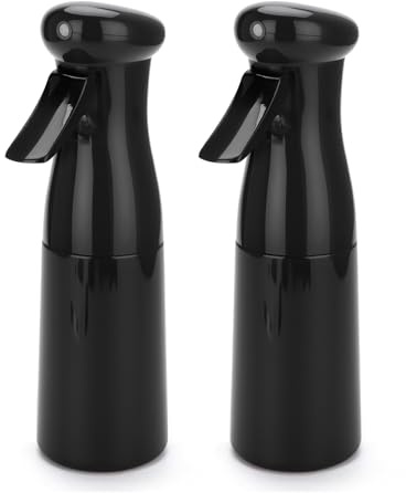 BARBERTOP Flacon pulvérisateur à brume continue - 300 ml - Tête de pulvérisation à 360° - Brume ultra fine - Rechargeable - Poignée ergonomique - Pour plantes, coiffure, cuisine (2, noir, 200 ml)