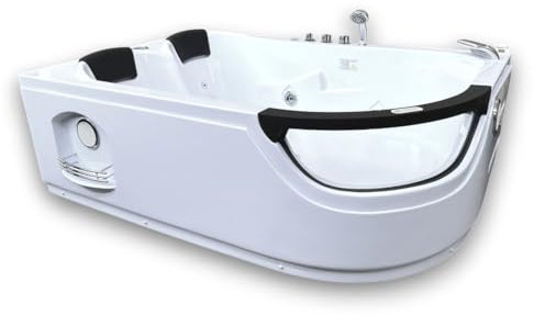 VASCA BAGNO IDROMASSAGGIO ANGOLARE MODELLO LUNA 120 X 180 CM CROMOTERAPIA 2 PERSONE SPA BATH TUB NUOVA