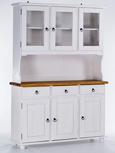 Highboard Honig Weiss Rio Classico Esszimmer Holz Pinie Massivholz Echtholz Farbe wählbar Brasilmöbel