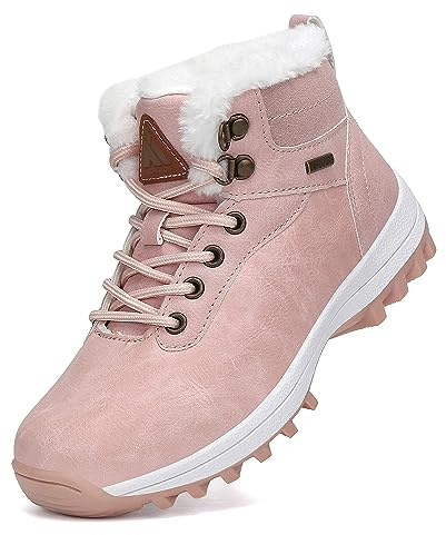 Stivali da Neve Ragazzi Ragazze Fodera Calda Scarpe Stivaletti Invernali con Imbottitura Calda Unisex Bambini Rosa Gr.30