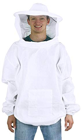 Imkeranzug Bienenschutz Bienenanzug Imker Schutzbekleidung Bienenzucht Schutzanzug mit Imkerschleier Imkerschutzanzug mit Reißverschluss Imkerjacke mit Gummizug Professionelle Imkerbekleidung