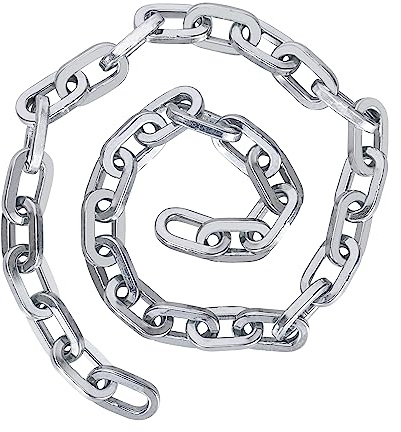OKG Robuste Sicherheitskette, Torkette, 1,8 kg, 1,2 m x 5/16 Zoll dick, mit schnittfestem, gehärtetem Manganstahl, Anti-Diebstahl, quadratische Kettenglieder für Fahrrad, Roller, Anhänger, Torzaun und