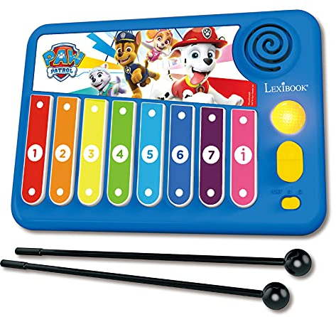 Lexibook, Paw Patrol, Xylofun Electronic and educational xylophone for children, musical toy game, 8 keys, light guiding, 2 mallets included, blue, K340PA