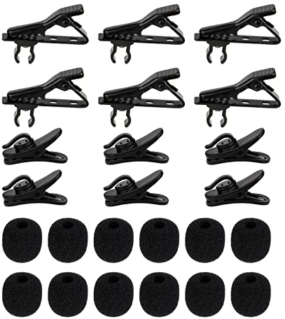 Luter 24pcs Métal Mic Cravate Clip Microphone Pare-Vent Microphone Fil Clip Kit, Microphone Collier Clip Remplacements pour Lavalier Microphones