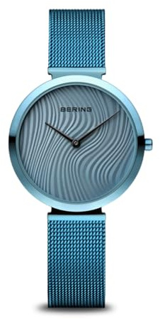 Bering Damen Quarz Uhr | Armbanduhr 32 mm Edelstahlgehäuse und Zifferblatt | Milanaisearmband | Saphierglas | 3 ATM | 18132